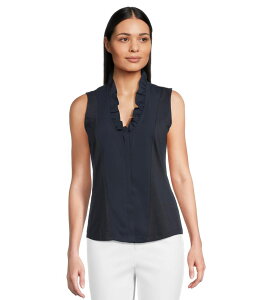 �j�b�N�v���X�]�[�C ���f�B�[�X �g�b�v�X �V���c �t���� Nic+zoe Ruffled Around Tank Dark Indigo 1 �C���f�B�S