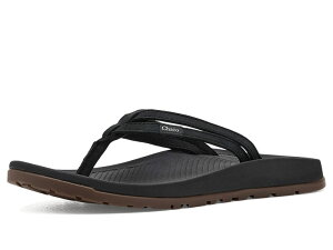 �`���R ���f�B�[�X �V���[�Y �T���_�� �_�E�� ���U�[ Chaco Lowdown Leather Flip Black �u���b�N