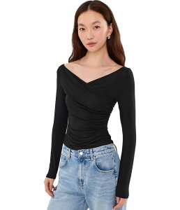 �t���[�s�[�v�� ���f�B�[�X �g�b�v�X �V���c Free People Modal Wrap Layering Black �u���b�N