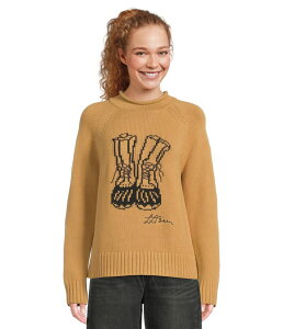�G���G���r�[�� ���f�B�[�X �A�E�^�[ �j�b�g�E�Z�[�^�[ �R�b�g�� L.l.bean Signature Original Cotton Rollneck Novelty Sweater Barley Bean Boo