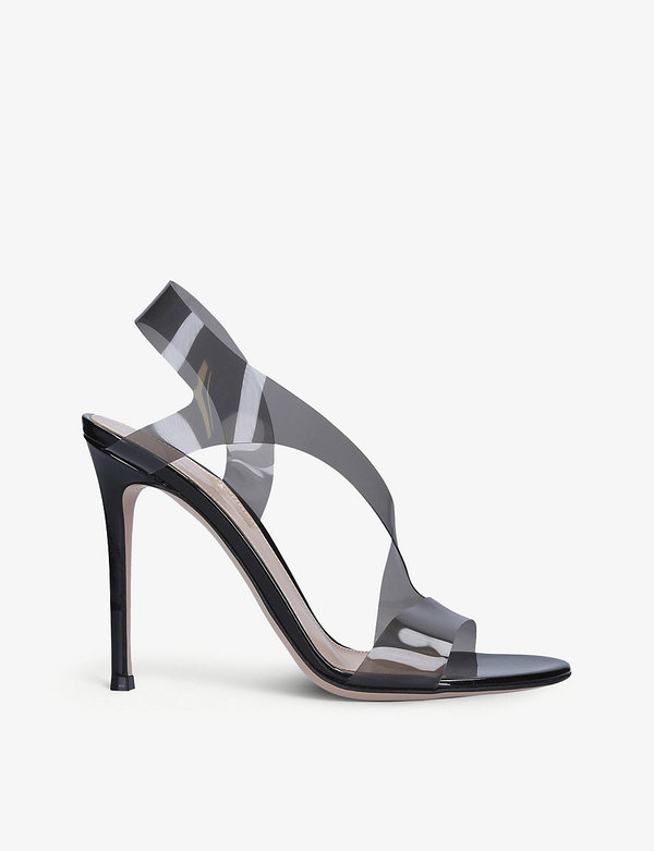  ジャンヴィト ロッシ レディース サンダル シューズ Metropolis transparent-strap PVC heeled sandals BLACK