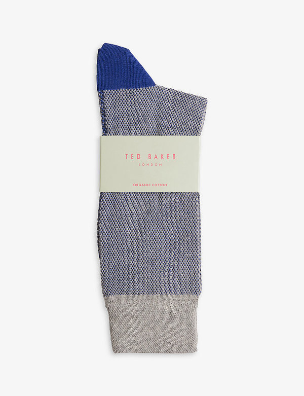  テッドベーカー メンズ 靴下 アンダーウェア Coretex branded organic-cotton blend socks GREY