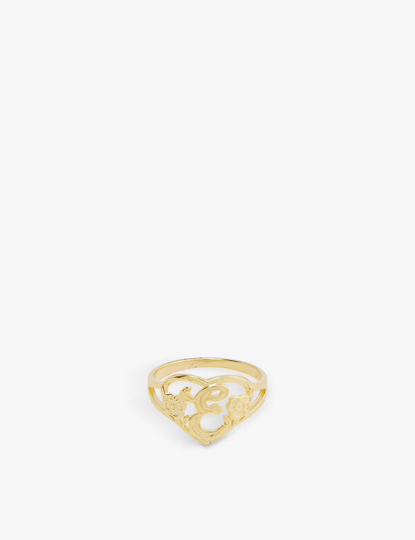 【送料無料】 ザエムジュエラーズ レディース リング アクセサリー The Cutout Flower Heart Letter E 14ct yellow gold-plated metal ring GOLD