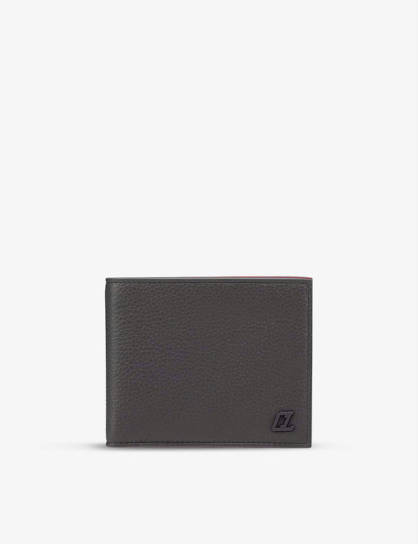 激安通販専門店 クリスチャン・ルブタン メンズ 財布 アクセサリー Coolcard logo-plaque leather bifold wallet BLACK GUN METAL - 0