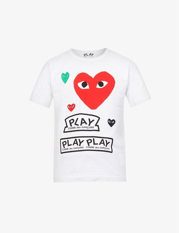 安心の定価販売】 コム デ ギャルソン メンズ Tシャツ トップス Hearts Play logo-print cotton-