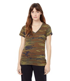 オルタナティヴ レディース シャツ トップス Ideal Printed Eco Jersey V-Neck T-Shirt Camouflage