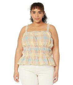 メイドウェル レディース シャツ トップス Plus Seersucker Sophia Peplum Tank in Rainbow Gingham Check Polished Jade