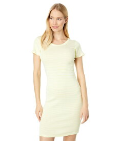 スリードッツ レディース ワンピース トップス Short Sleeve Crew Neck Dress Yellow Pear/White