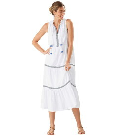 【送料無料】 トッミーバハマ レディース ワンピース トップス Cotton Clip Embellished Split-Neck Dress Cover-Up White