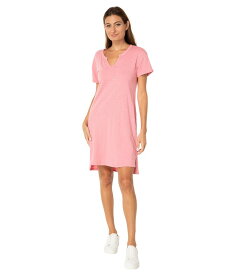【送料無料】 モッドドック レディース ワンピース トップス Slub Jersey Short Sleeve Split-Neck Dress Pink Leaf
