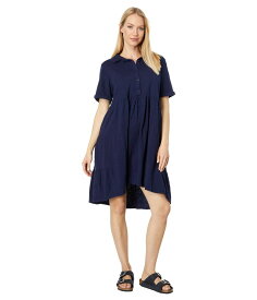 【送料無料】 モッドドック レディース ワンピース トップス Slub Jersey Roll-Up Sleeve Tiered Back Dress Rare Navy