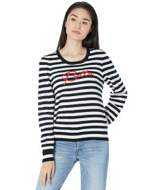 【送料無料】 BCBジェネレーション レディース ニット・セーター アウター Striped Long Sleeve Sweater T1TX1S05 Black/White