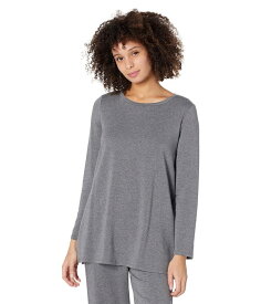 【送料無料】 エイリーンフィッシャー レディース シャツ トップス Jewel Neck Tunic in Tencel Organic Cotton Fleece Ash