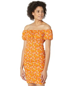 【送料無料】 ワイフ レディース ワンピース トップス Off Shoulder Ruched Mini Dress Orange Dandelion
