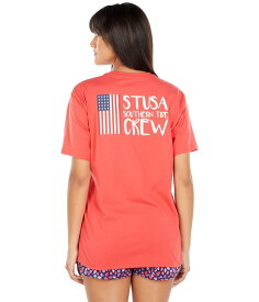 【送料無料】 サウザーンタイド レディース シャツ トップス Stusa Crew T-Shirt Heather Poppy Red