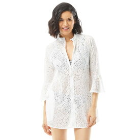 【送料無料】 ビーチハウス レディース ワンピース トップス Crochet Soleil Vanessa Zip Front Cover-Up Short Dress White
