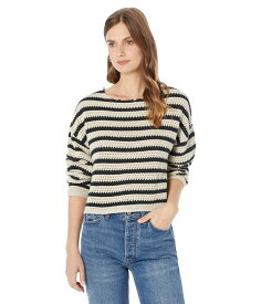 【送料無料】 ラッキーブランド レディース ニット・セーター アウター Pointelle Stripe Sweater Black Peyote Stripe