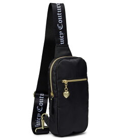 【送料無料】 ジューシークチュール レディース バックパック・リュックサック バッグ Pile On Sling Solid Black/Black Webbed Strap/White Juicy Gothic Logo Print