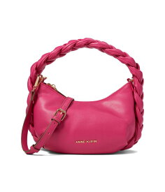 【送料無料】 アンクライン レディース ハンドバッグ バッグ Convertible Crescent Shoulder Bag w/ Braided Trim Hibiscus Pink