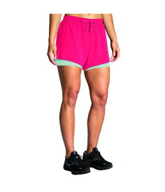 【送料無料】 ブルックス レディース ハーフパンツ・ショーツ ボトムス Moment 5" 2-in-1 Shorts Hyper Pink/Cool Mint