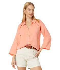 【送料無料】 モッドドック レディース シャツ トップス Double Layer Gauze 3/4 Sleeve Easy-Fit Button-Up Blouse Coral Clay