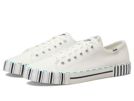 【送料無料】 ケッズ レディース スニーカー シューズ Kickstart Lace Up White/Navy Tennis Stripe