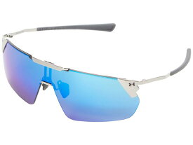 【送料無料】 アンダーアーマー メンズ サングラス・アイウェア アクセサリー Litewire Shield Gloss Silver Frame/Gray Rubber/Gray/Blue Mirror Lens