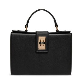 【送料無料】 アンクライン レディース ハンドバッグ バッグ Convertible Box Bag with Enamel Turnlock Black/Black