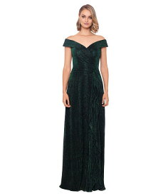 【送料無料】 エスケープ レディース ワンピース トップス Off-the-Shoulder Pleated Metallic Gown Hunter