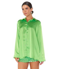 【送料無料】 ウミーユアムーム レディース シャツ トップス Smith Button-Down Bright Green Luxe Satin