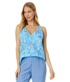 【送料無料】 リリーピュリッツァー レディース シャツ トップス Florin Sleeveless Linen Top Amalfi Blue By The Seashore