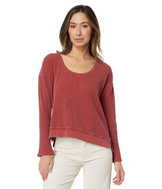 【送料無料】 モッドドック レディース シャツ トップス Washed Waffle Long Sleeve Open Neck Top Rustic Red