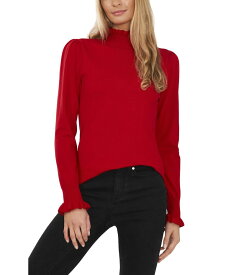 【送料無料】 セセ レディース ニット・セーター アウター Mock Neck Ruffle Cuff Sweater Luminous Red