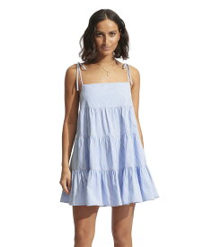 【送料無料】 シーフォリー レディース ワンピース トップス Beach Edit Henley Stripe Mini Dress Blue/White