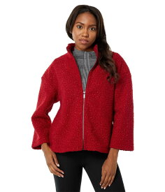 【送料無料】 アンクライン レディース ニット・セーター アウター Funnel Neck Zip Front Dolman Sleeve Sherpa Titian Red