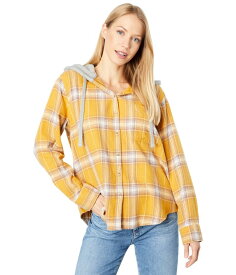 【送料無料】 ラッキーブランド レディース パーカー・スウェット フーディー アウター Fashion Plaid Hoodie Yellow Plaid