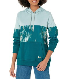 【送料無料】 アンダーアーマー レディース パーカー・スウェット フーディー アウター Rival Fleece Blocked Hoodie Opal Green/Tourmaline Teal/Afterglow