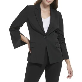 【送料無料】 カルバンクライン レディース コート アウター One-Button Jacket with Ruched Sleeve Black