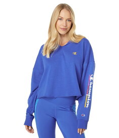 【送料無料】 チャンピオン レディース パーカー・スウェット フーディー アウター Campus French Terry Split Neck Hoodie Deep Dazzling Blue