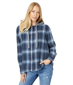 【送料無料】 ラッキーブランド レディース パーカー・スウェット フーディー アウター Fashion Plaid Hoodie Navy Plaid