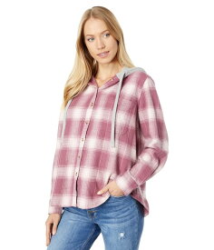 【送料無料】 ラッキーブランド レディース パーカー・スウェット フーディー アウター Fashion Plaid Hoodie Pink Plaid