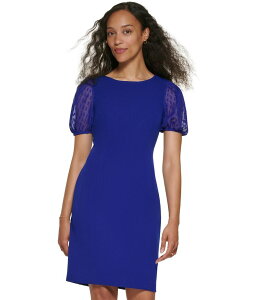 yz _i L j[[N fB[X s[X gbvX Short Sleeve Mix Media Sheath Dress Berry Blue