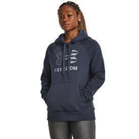 【送料無料】 アンダーアーマー レディース パーカー・スウェット フーディー アウター Freedom Logo Rival Hoodie Downpour Gray/Harbor Blue