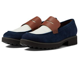 【送料無料】 コールハーン レディース スリッポン・ローファー シューズ Geneva Loafer Navy Blazer Agora Suede/Ivory Princess/Brushed Gold