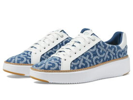 【送料無料】 コールハーン レディース スニーカー シューズ Grandpro Topspin Sneaker Monogram Denim Jacquard/Optic White