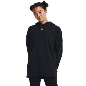 A_[A[}[ fB[X AE^[ p[J[EXEFbg t[X Under Armour Rival Fleece Oversized Hoodie Black/White zCg
