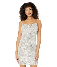 【送料無料】 ベベ レディース ワンピース トップス Sequin Mesh Dress Silver