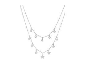 【送料無料】 スターリングフォーエバー レディース ネックレス・チョーカー・ペンダントトップ アクセサリー Bezel CZ and Star Layered Necklace Silver