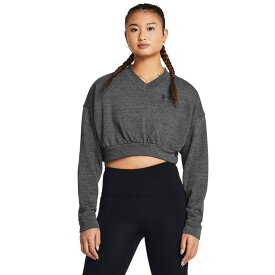 【送料無料】 アンダーアーマー レディース パーカー・スウェット アウター Rival Terry Oversized Cropped Crew Castlerock Full Heather/Black