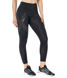 yz 2XU fB[X JWApc {gX Motion Mid-Rise Compression 7/8 Tights Black/Dotted Reflective Logo